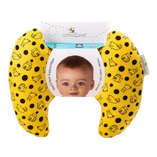 Anna & Eve 嬰幼兒頭頸支撐保護枕，雙面設計，適用於推車、汽座和嬰兒椅, 26 x 30 x 8cm, 黃色兔子躲貓貓