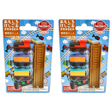 Iwako 造型橡皮擦 機關車Set, 日本製造, 貨物列車及鐵軌, 2組