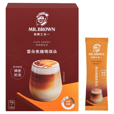 金車 MR.BROWN 伯朗咖啡 雲朵三合一焦糖瑪奇朵, 20g, 14個裝, 1盒
