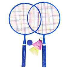 兒童羽毛球拍組, 2支拍子3顆球，尼龍鐵合金 (藍色), 1組