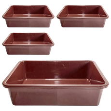 生活King 550密盆 收納籃, 0L~50L, 適用於文具/餐廚/衣物收納, 48.5 x 38.3 x 12.5cm, 咖啡色, 4個