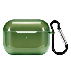 AirPods Pro 透明TPU保護殼 + 防丟登山扣, G4754-10, 墨綠色, 1個