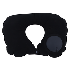 旅行按壓式自動充氣枕 TPU閥門+滌綸材質 多種顏色可選, 37 x 24 x 12cm, 黑色