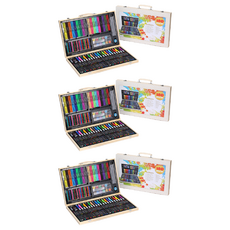 JAR 嚴選 木盒水彩畫筆180件套裝禮盒, 3盒, 混和顏色, 兒童繪畫套裝