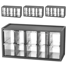 livinbox A9-510 零件箱，小幫手零件分類箱（10抽），黑色, 378 x 154 x 189mm, 4個