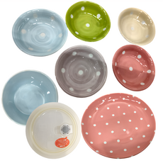 餐具7件組, 大盤 + 小碟 + 保鮮碗, 彩色圓點, 1組