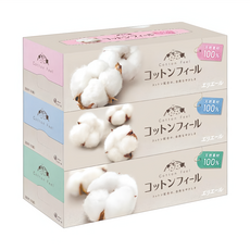 elleair 艾黎艾爾 棉柔膚觸抽取式面紙 100%純紙漿 天然素材, 3盒, 1組