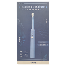 Kinyo 聲波電動牙刷 附刷頭 2個 + 充電線 直徑25 x 235mm 84g, ETB-816BU, 藍色, 1盒
