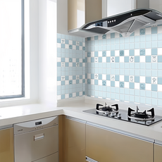 費歐家 彼岸蔚藍 300 x 60cm 廚房防油汙壁貼 易清潔 美觀實用, 1張