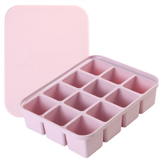 Dailylike 12格嬰兒副食品分裝盒 13.3 x 18.7 x 4.42cm, 灰粉色, 1個