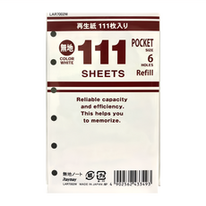 Raymay 藤井 袖 內頁 口袋尺寸 6孔補充內頁, 111張, 1本, 12.6 x 7.6cm