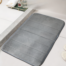 珊瑚絨記憶地墊 80 x 50cm 淺灰色 吸水防滑 柔軟舒適, 1個