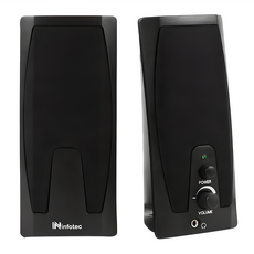 infotec 英富達 2.0聲道桌上型多媒體喇叭 精緻大方簡潔設計 貼心3.5mm耳機輸出孔設計 防磁喇叭避免干擾螢幕畫面, INF-SP-101, 黑色