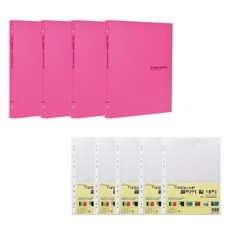 ECO Chungwoon 環保資料簿 A4 40頁 x 4本 + 透明補充頁 20張 x 5包, 粉色, 1組