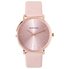 MARIGOLD 美爾朵 粼波光湧時間之河 真皮情侶手錶 粉面粉帶
