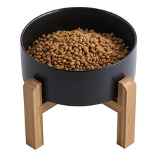 加高木架陶瓷碗 大 15.5cm, 黑色, 1組