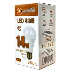Orange Chiahong 嘉宏 OR LED燈泡 14W 100-240VAC 1650 lm E27 黃光 3000K, 1個