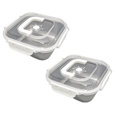 小麥購物 加厚不鏽鋼保鮮盒 奶油風 G872 2.6L 270g, 2個