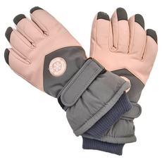 女款 超保暖加絨加厚防風防水防滑可觸控手套 - 深灰粉, 28cm