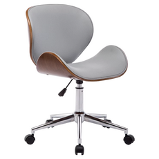 E-home 賽多納可調式曲木電腦椅, 防水PU皮, 透氣親膚, 美國A級氣壓棒, 電鍍金屬五爪腳, 51.5 x 51.5 x 79-91cm, 灰色