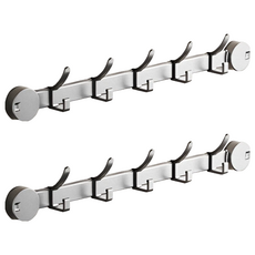 太空鋁吸盤壁掛衣架, 無色, 2個