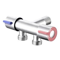 神崎家居 304不鏽鋼一進二出雙控三通角閥, 陶瓷閥芯, 耐高溫, 雙把獨立開關, 1個