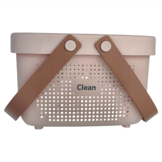 日式收納籃 粉色, 24.8 x 16.5 x 15.2cm, 1個