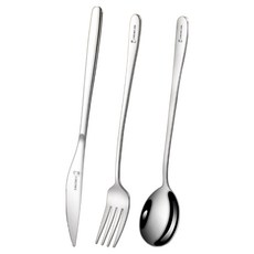 瑞典廚房 頂級304不鏽鋼 西餐餐具3件組, 銀色, 1組, 牛排刀 + 叉子 + 湯匙