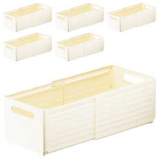 伸縮收納箱 靈活收納, 大(28~48 x 20 x 15cm), 白色, 6盒