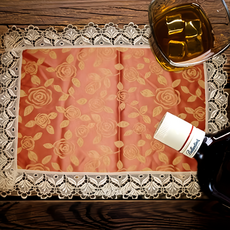 J&N 瑰麗蕾絲桌巾 100%聚酯纖維 長桌巾 寬59cm以下, 45 x 30cm, 瑰麗桔, 2個