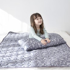 Ahtty Blanc 兒童棉質防水睡墊 質感印花, 炭灰色, 1入