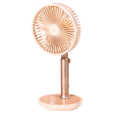 JwaY 七吋自然風USB長效桌立扇, 四段風力, 可調高度30-38.5cm, 帶氣氛小夜燈, JY-FN302, 粉色