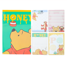 sun-star 小熊維尼 A6 便條紙 4種款式各25張 尺寸W103xH145xD11mm, 維尼蜂蜜 黃色 + 綠色, 1本, 1入