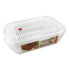 LifeHouse 密封保鮮瀝水盒, 22.8 x 15.8 x 8.7cm, 白色, 1個