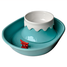 Nuke 毛核子 富士山防蟻碗組, 陶瓷材質 貓碗狗碗, 台灣製造 23x18x7cm, 綠色 + 白色 + 紅色, 1個