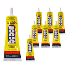 ZHANLIDA E8000 萬能膠水, 3.7fl.oz(110ML), 透明軟性膠, 維修專用自带針頭式設計, 8條