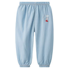 冰絲牛仔褲 透氣棉褲 天絲棉, 140, 淺藍白雲小兔