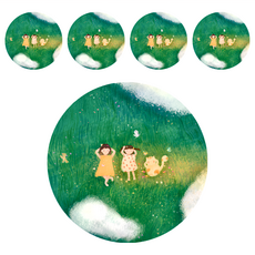 硅藻泥軟杯墊 30g, 綠野, 5個