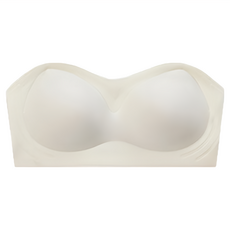 冰絲涼感無肩帶內衣，豆綠色/杏仁白/黑色/香芋紫，S/M/L/XL