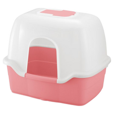 Richell 利其爾 拉普蕾方型貓便盆 附上蓋, 60 x 45 x 48cm, 可愛粉, 1個