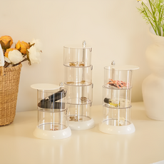 沐慕家居 360旋轉收納盒 透明分層 三層, 2組