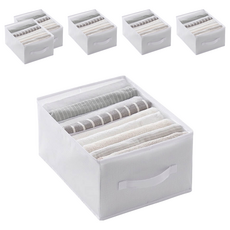 衣櫃分格收納袋, 升級版, 尼龍+PP材質, 白色, 四面加厚支撐板, 17 x 32 x 25cm, 6個