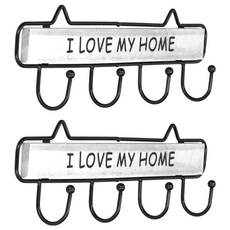 衣帽架 鑰匙架 四鈎, 白色, 2個