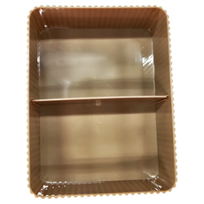 E.dot 簡約直紋雜物文具分格收納盒, 咖啡色, 1個