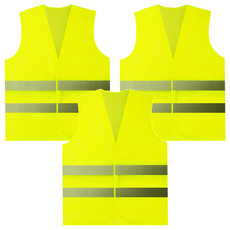 AHOYE 運動休閒反光背心 3件組 經片布材質, 螢光黃色, 1組