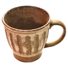 美濃燒 唐津彫十草馬克杯 日本製, 1個, 唐津彫十草