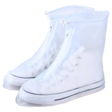 利雨 防雨鞋套, 防水 耐磨 防滑 環保 PVC材質 白色 L碼, 1組