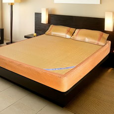 C.G.&C. S.M.C. 凱蕾絲帝 台灣製造 厚床專用柔藤紙纖床包涼蓆3件組, 涼感墊 + 涼感枕組, 單一顏色