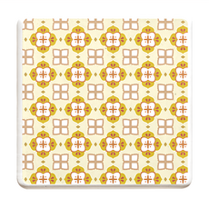 收納王妃 花磚系列 杯墊 方形, 1個, 菱心小黃花