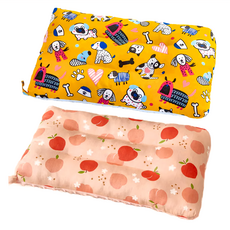 純棉可水洗安撫兒童荳荳枕頭 2入, 尺寸43x28cm, 43 x 28 x 6cm, 幸運狗狗 + 小蘋果